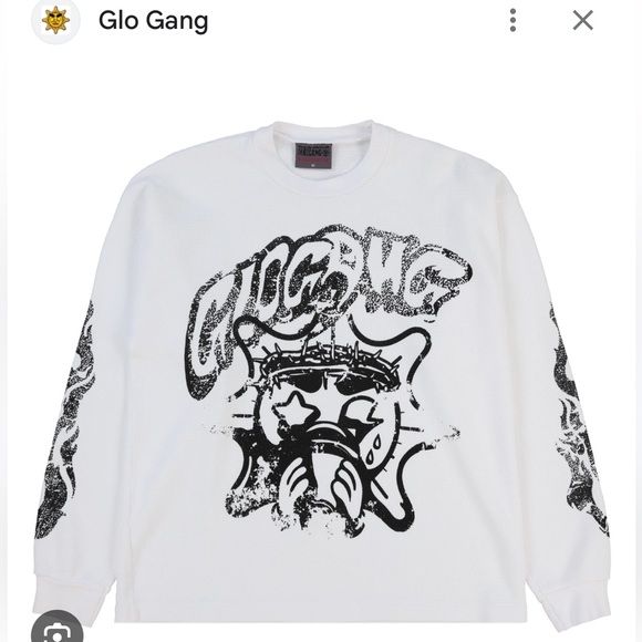 🔥 Glo Gang Eroded Thermal Long Sleeve White Tee - Size XL - Picture 1 of 1